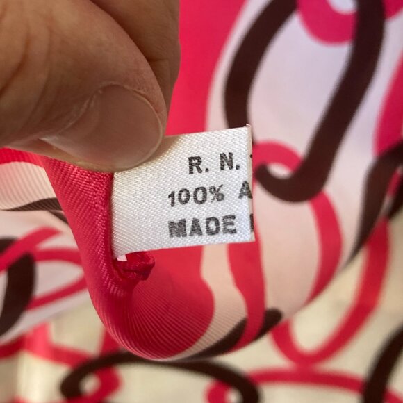 Vintage Jacques Piaget Italian Acetate Scarf Rectangle 18" X 53" Pink White - Picture 7 of 16